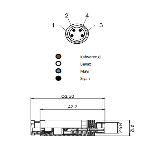 M0804MS M8 4-Pin Düz Erkek Soket - Görsel 2