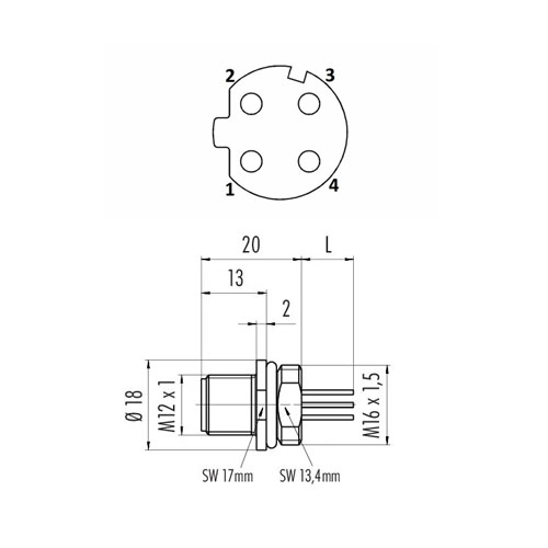 M1205FD-P M12 5-Pin Dişi D Kodlu Panel Soket - Görsel 2