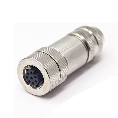 M1208FS-SH M12 8-Pin Dişi Düz Metal Soket