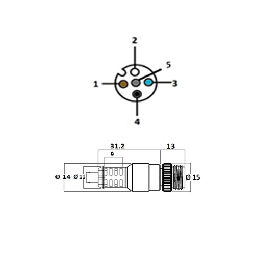 M125MSPR-CB3 M12 5-Pin Erkek Düz 3 mt PUR Sensör Kablosu - Görsel 2