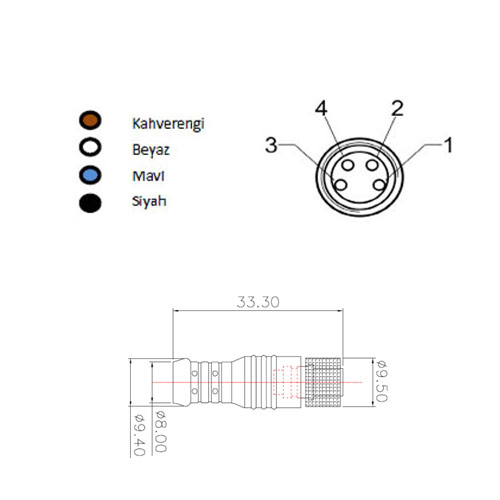 M84FSPR-CB15 M8 4-Pin Dişi Düz PUR 15mt Sensör Kablosu - Görsel 2